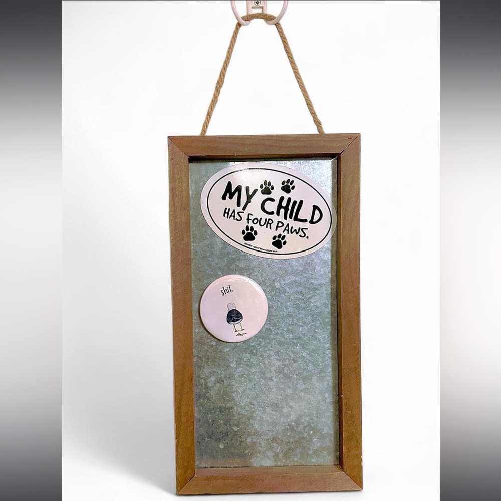 Wood Frame 'My Child Has Four Paws' Wall Sign - Pink and Natural